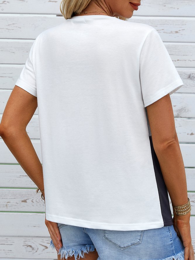 Casual Color Block Regular Fit Short Sleeve T-Shirt