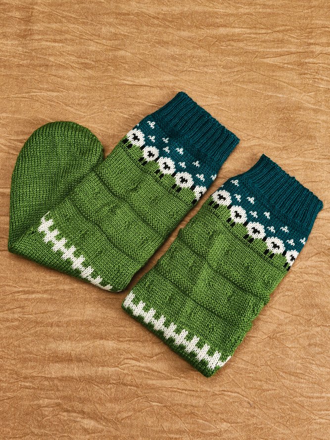 Knitted Casual Floral Socks