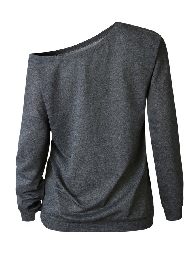 Long Sleeve Solid Casual T-Shirts