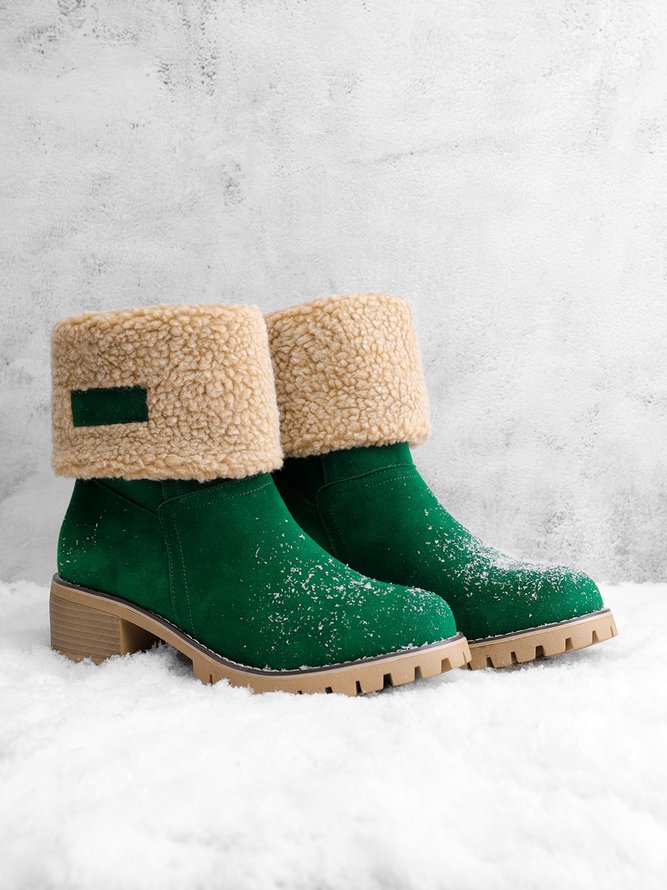 women warm square heels ankle snow boots