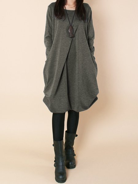 Gray Cocoon Casual Casual Dress