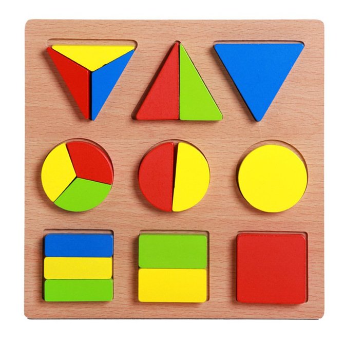 New Kid Baby Wooden Geometry Block Puzzle Montessori Early Learning Educational Toy