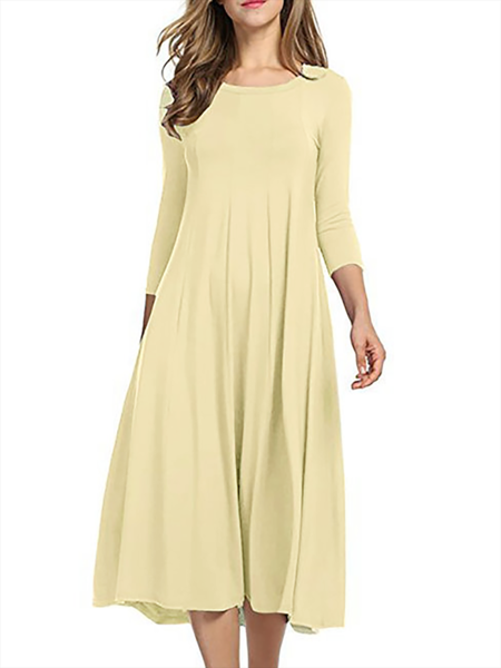 3/4 Sleeve Elegant Cotton Casual Dress | Clothing | Anniecloth Summer ...