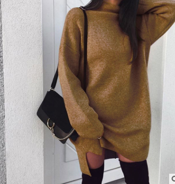 Women's Loose Oversize Turtleneck Long Sleeve Pullover Sweater Dress