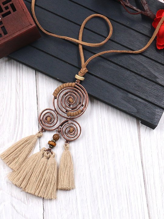 Daily/Beach Women's Clothes Chain Boho Tassel Long Necklace anniecloth