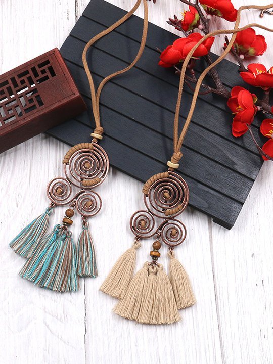 Daily/Beach Women's Clothes Chain Boho Tassel Long Necklace anniecloth
