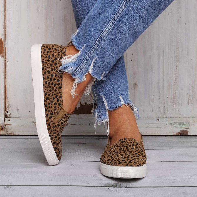 Women Fashion Leopard Loafers All Season Flat Shoes