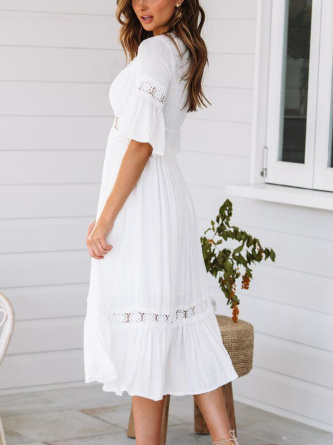 deep v neck casual dress