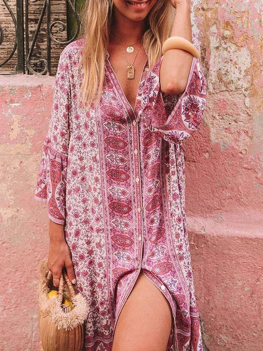 Women Summer Bohemian Style Sexy Floral Printed Maxi Dresses
