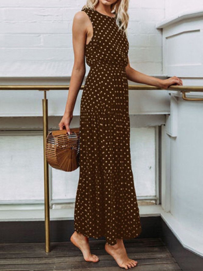 Crew Neck Women Summer Dresses Blouson Beach Casual Dresses anniecloth