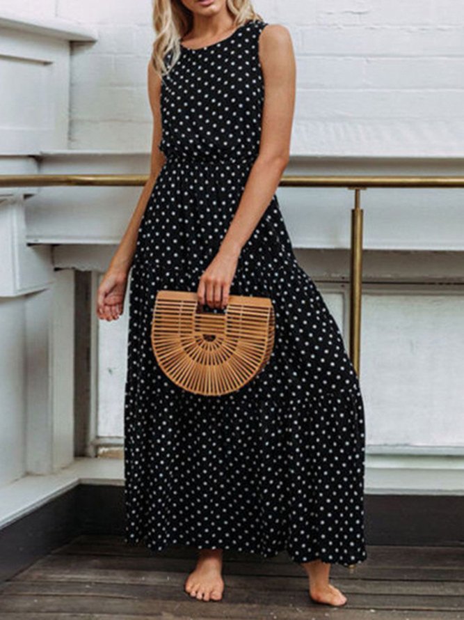 Crew Neck Women Summer Dresses Blouson Beach Casual Dresses anniecloth