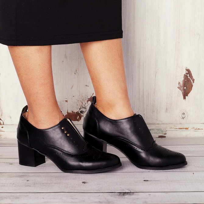 Vintage Slip On Booties Chunky Heel Pu Boots