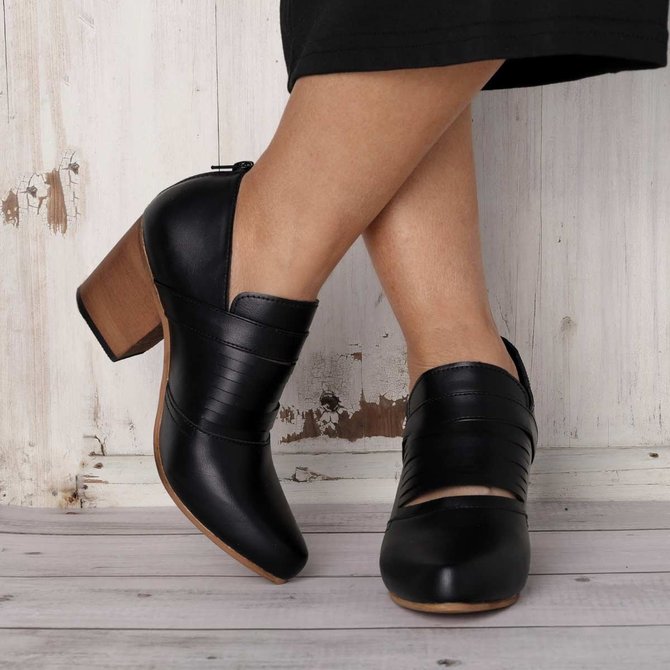 Women Vintage Ankle Boots Casual Chic Zipper Boots