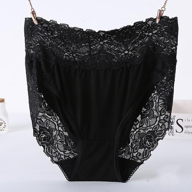 Plus Size Lace High Waist Belly Control Seamless Briefs Panties
