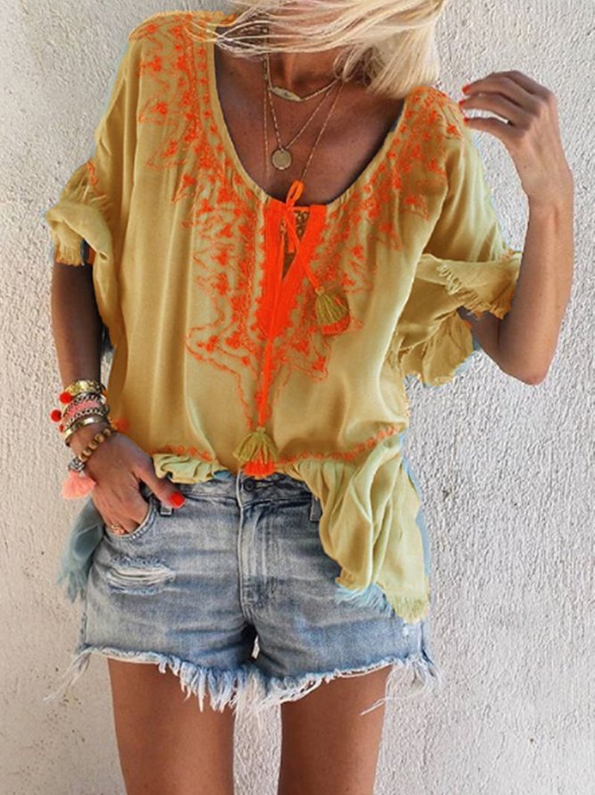 Casual V Neck Accessories anniecloth