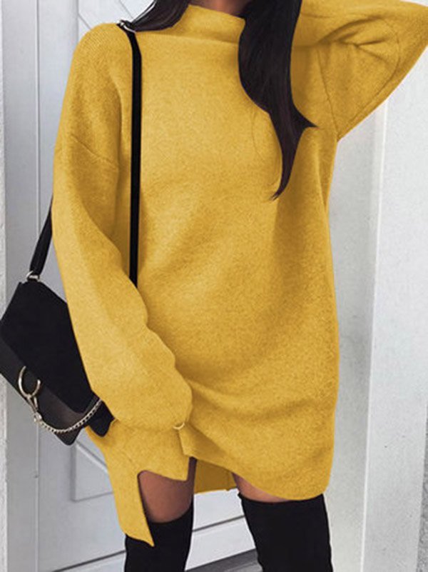 Women's Loose Oversize Turtleneck Long Sleeve Pullover Sweater Dress