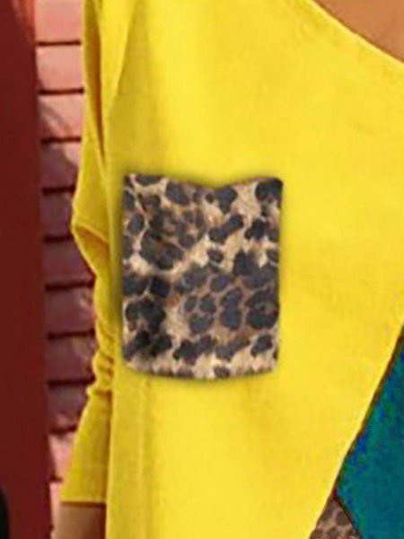 Leopard Print V Neck Casual Long Sleeve T-Shirts