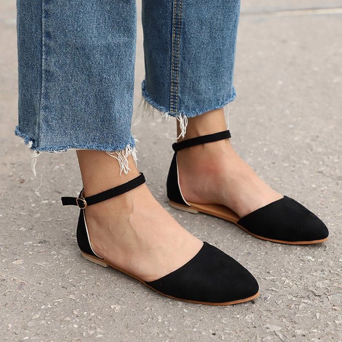 strappy closed toe flats