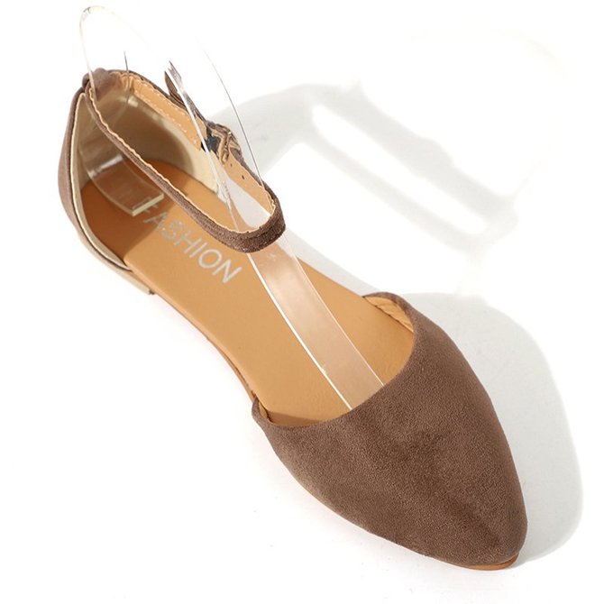 Comfy Pointed Toe Ankle Strap Flats anniecloth