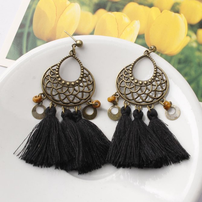 Vintage Hollow Alloy Flower Earrings | anniecloth