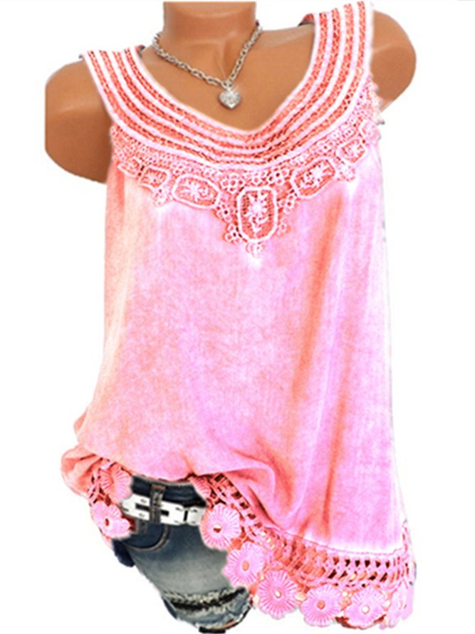 Casual Summer Crew Neck Solid Sleeveless Tops