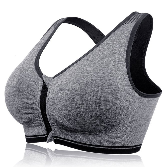Angelvic Wireless Front Zipper Shockproof Sweat Absorb Yoga Sports Bras M-XXXL