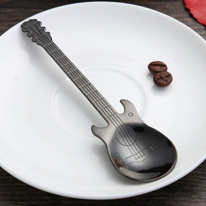 Stainless Steel Guitar Spoon Coffee Spoon Stirring Spoon Titanium Plated Spoon