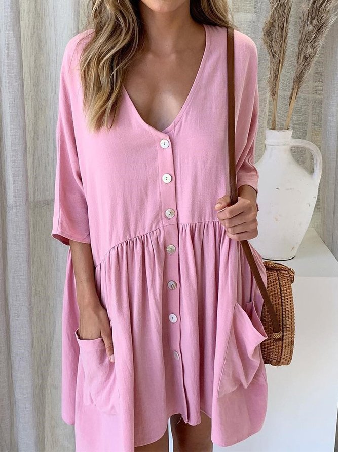 Half Sleeve Cotton Casual Casual Dresses Clothing Half Sleeve