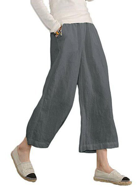 Solid Casual Linen Pants