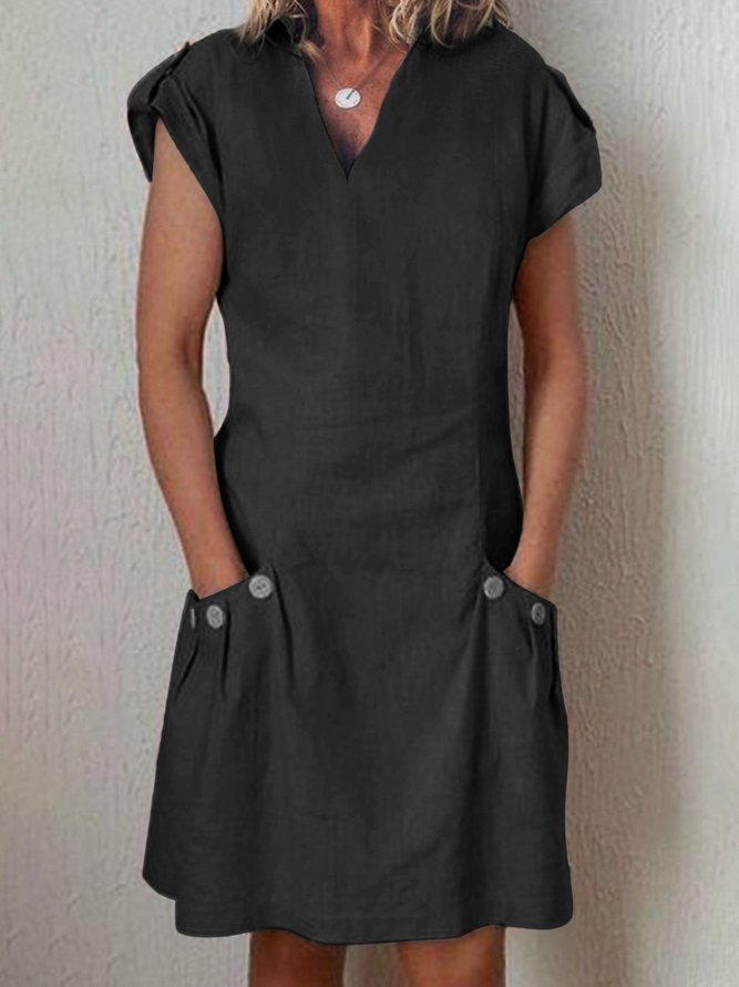 Shirt Collar V Neck Shift Plus Size Dresses