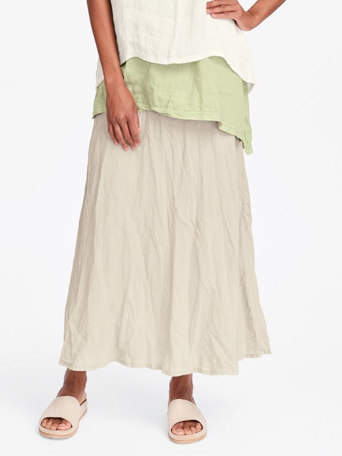 Cotton Maxi Skirt Casual Plain Skirt anniecloth