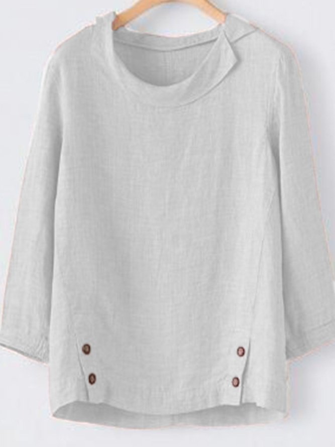 Casual 3/4 Sleeve Buttoned T-shirt