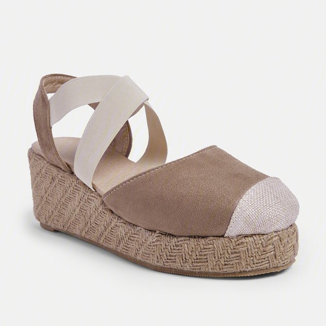 Plus Size Espadrille Wedge Sandals Elastic Band Slip On Sandals