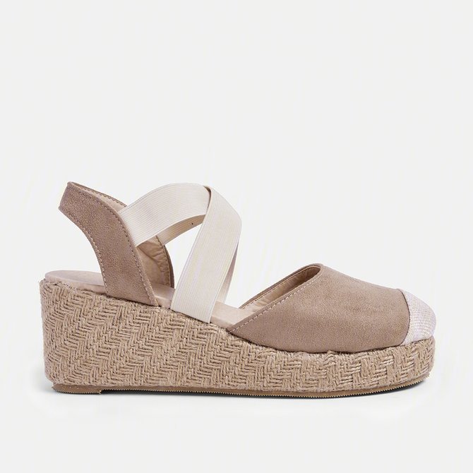 Plus Size Espadrille Wedge Sandals Elastic Band Slip On Sandals