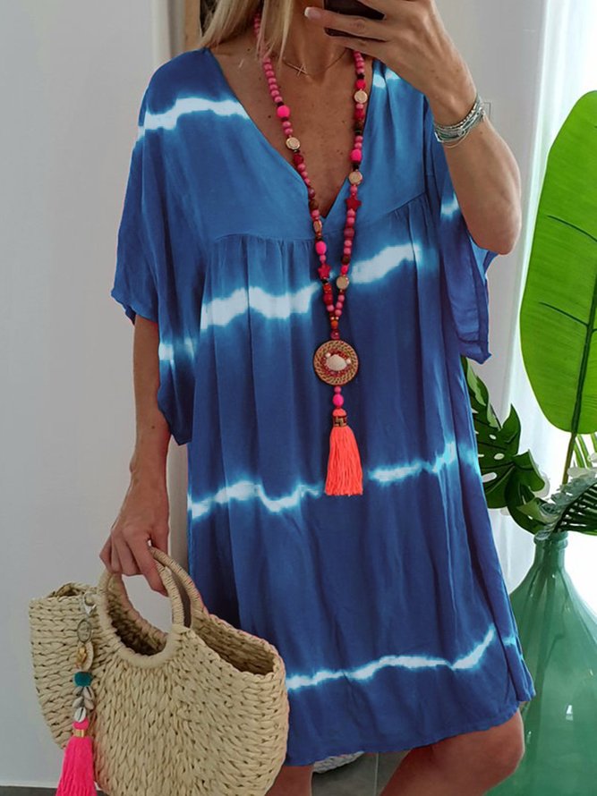 Plus Size Patchwork Hippie Women Summer Mini Dresses