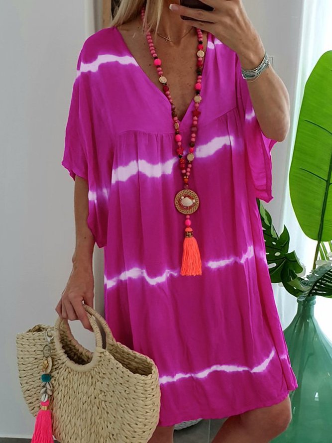 Plus Size Patchwork Hippie Women Summer Mini Dresses
