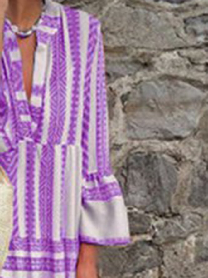 V Neck Women Summer Weaving Dress Beach Cotton Tribal Weaving Dress
