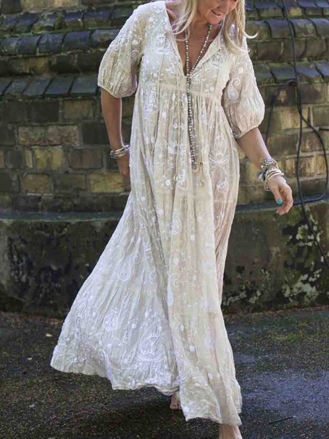 Vintage  Plus Size Weaving Dress for Women