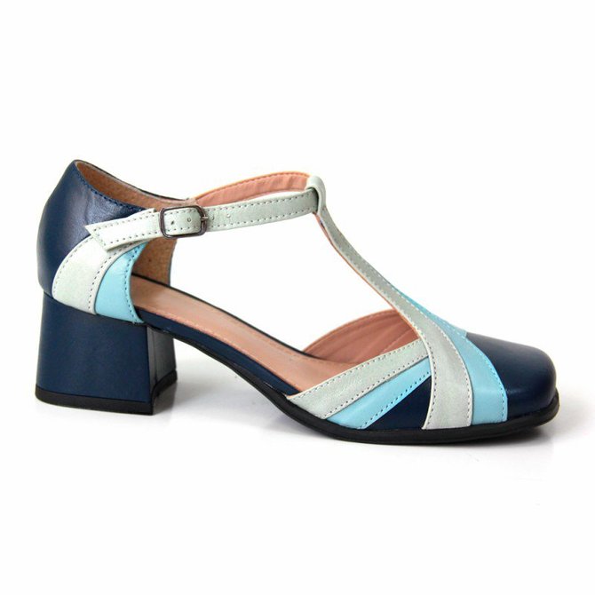 Adjustable Buckle Summer Chunky Heel T-Strap Heeled Sandals Closed Toe Shoes | Shoes | Aws 