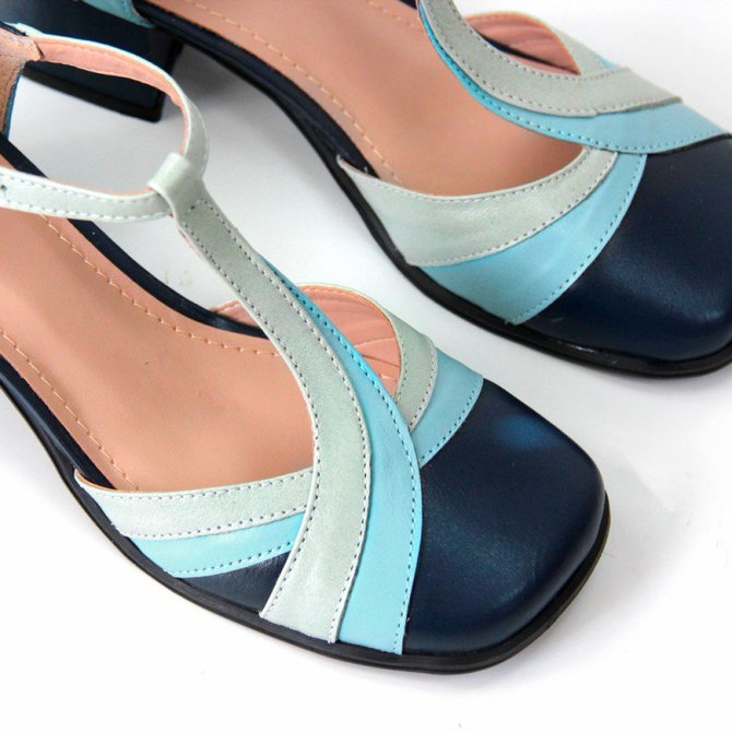 Adjustable Buckle Summer Chunky Heel T-Strap Heeled Sandals Closed Toe Shoes | Shoes | Aws 