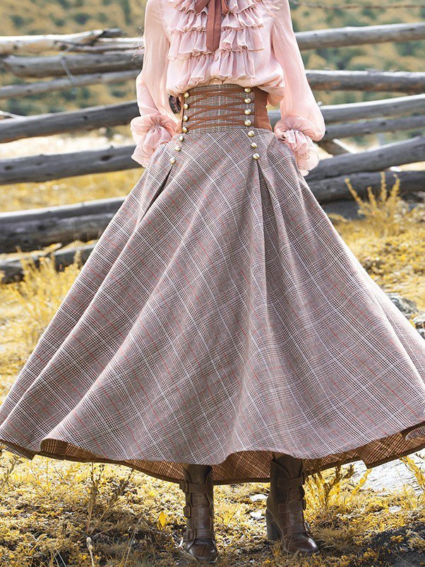 Long Vintage Plaid Skirt anniecloth