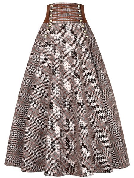 Long Vintage Plaid Skirt | anniecloth