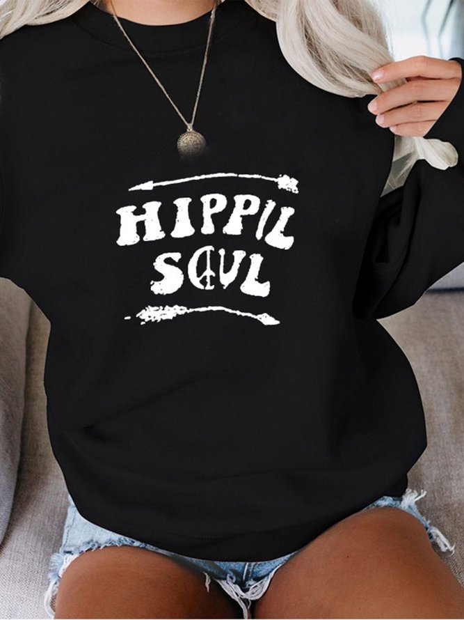 Letter Casual Long Sleeve Tops