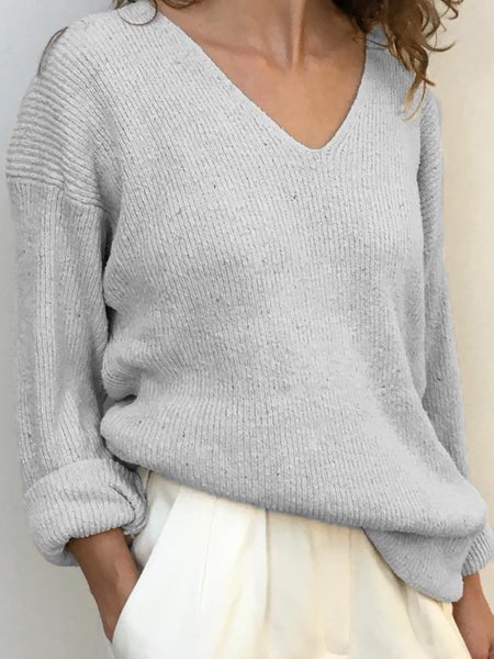 Wool Blend Solid Casual Sweaters