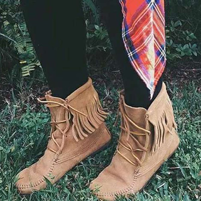 Daily Faux Suede Tassel Boots anniecloth