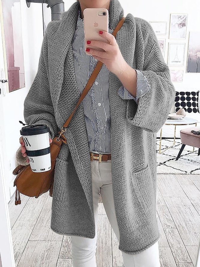 Shawl Collar Knitted Plus Size Cardigan Sweater coat