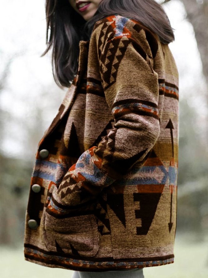 ANNIECLOTH Tribal Shift Fleece Coat