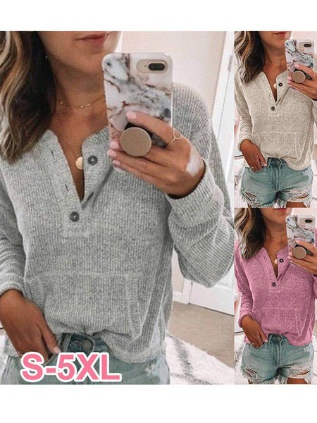 Long Sleeve Sweet Buttoned Sweaters