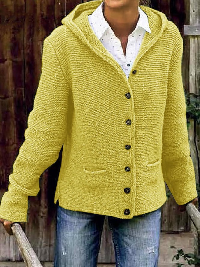 Women Coats Hooded Long Sleeve Knitted Cardigan Outerwear