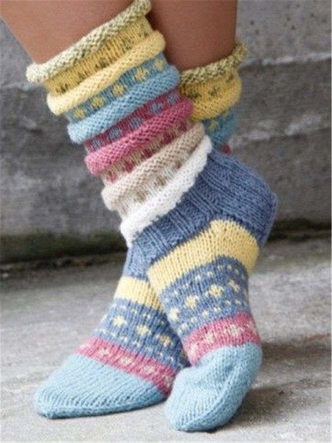 Multi-color Knitted Socks